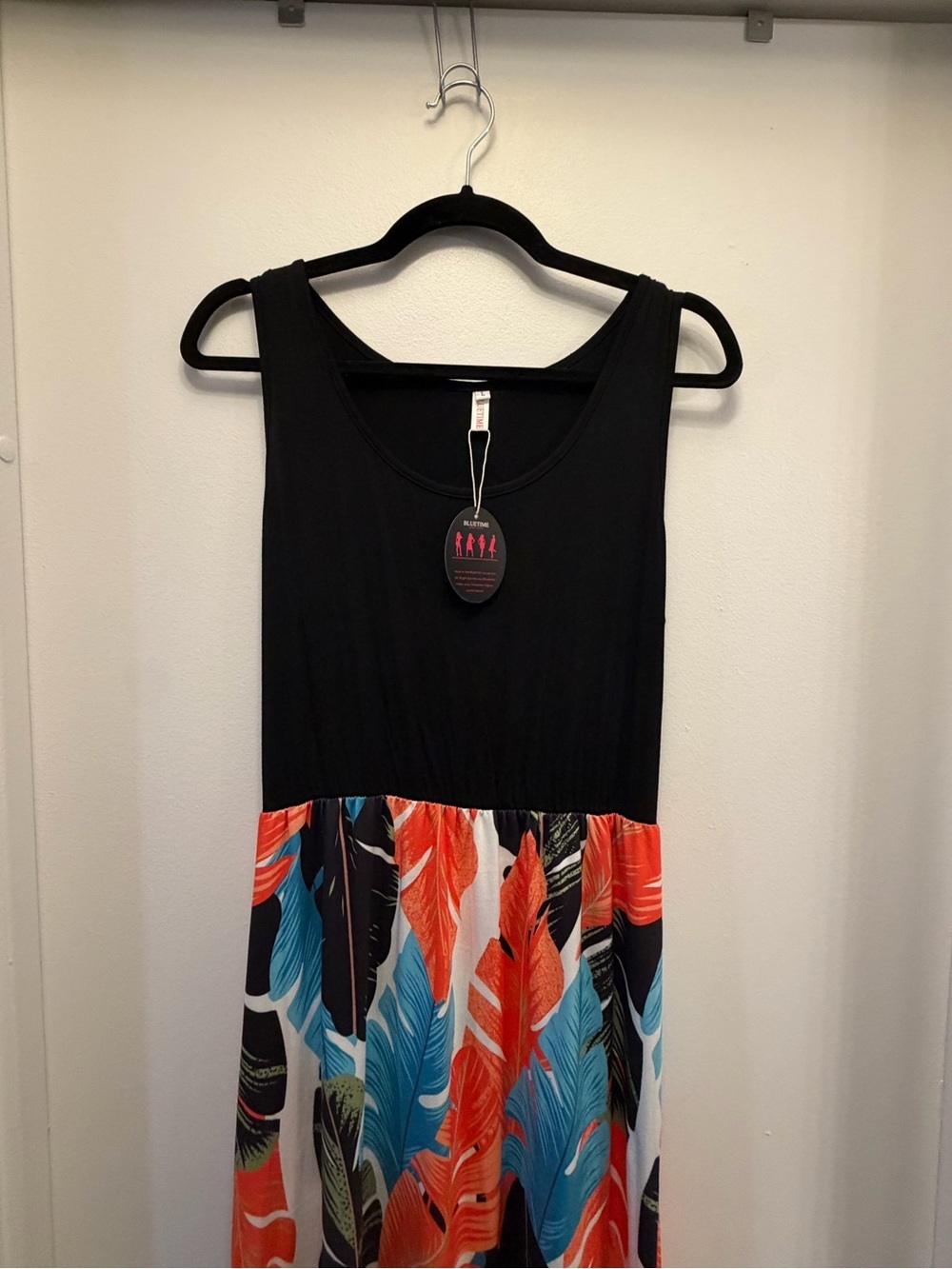 NWT Colorful Tropical Leaf Print Sleeveless Maxi Dress Women's Size L Resort - Picture 4 of 6